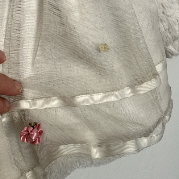 Purad Girl faux fur flouncy coat with tiered  mesh ruffles and lace 2T - Picture 6 of 11